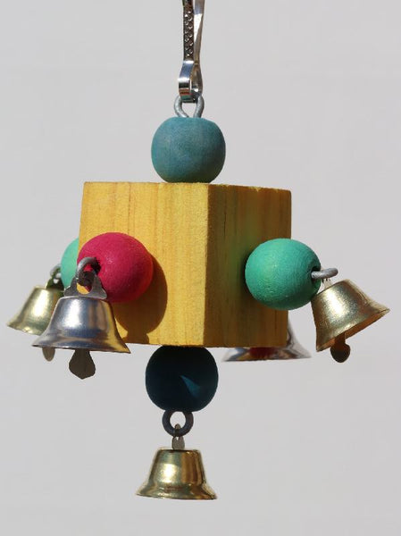 Wooden bird toy with bells