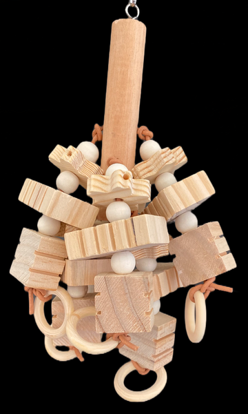 Natural wood hanging toy